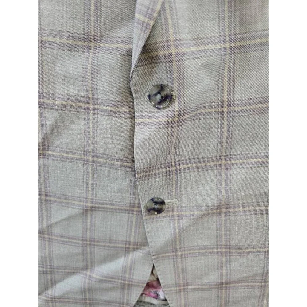 Tayion Collection Regular-Fit Suit Jacket Men's 46R Tan Check Long Sleeve
